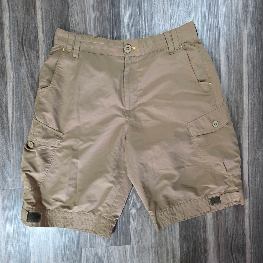 Plugg Mens Cargo Shorts Tan Khaki Size 34 Hiking‎ Outdoor Mesh Lined Lightweight